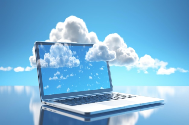 Cloud computing concept with laptop