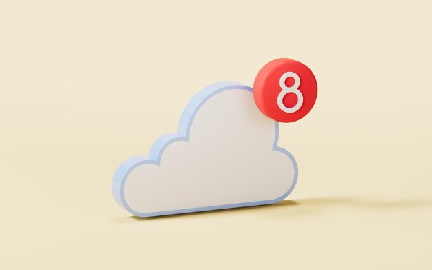 cloud computing concept with messages notification 3d rendering
