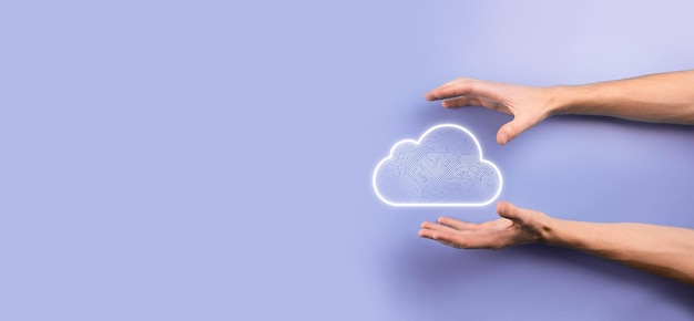 Cloud computing conceptcloud voor overdracht van dataCloud computing big datacenter toekomstige infrastructuur digitale ai concept Virtuele hosting symbolicon upload downloadVirtual hosting symbool