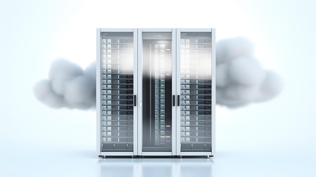 cloud computing database center concept on blue sky