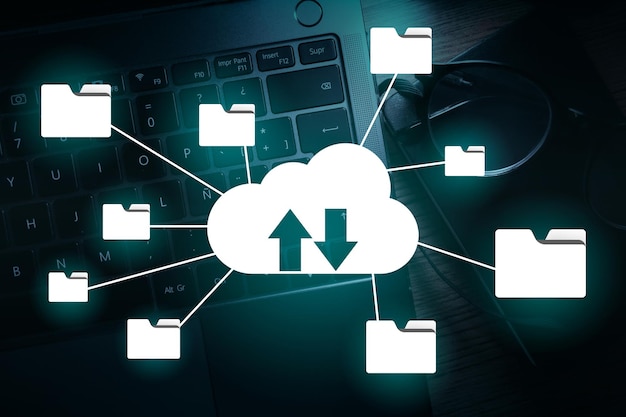 Cloud computing diagram. data storage online. networking and
internet service. backup storage data.