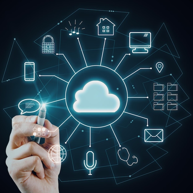 Cloud computing en communicatieconcept