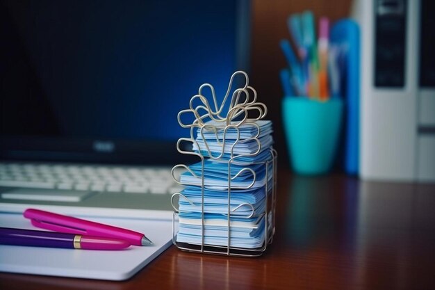 Photo cloud computing expressed with blue paper clips