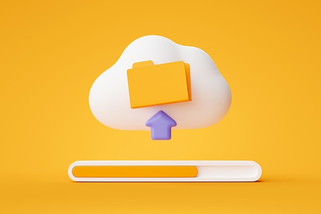 Photo cloud computing and folder file management database server technology upload background 3d illustration