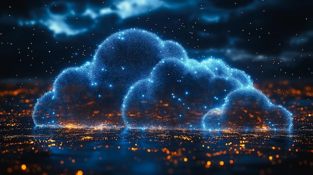 cloud computing hightech cloud computing network with interconnected servers and data flow secure and scalable solutions