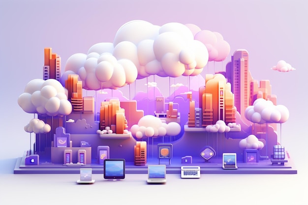 Cloud computing hosting technology internet of things with electronic devices