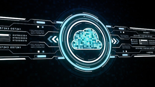 사진 클라우드 컴퓨팅 아이콘 보안 디지털 hud 사이버 공간 기술
