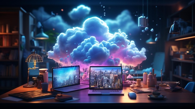 Cloud computing and laptop computer