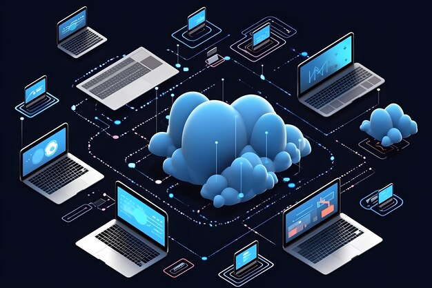 Foto cloud computing netwerk generatieve ai