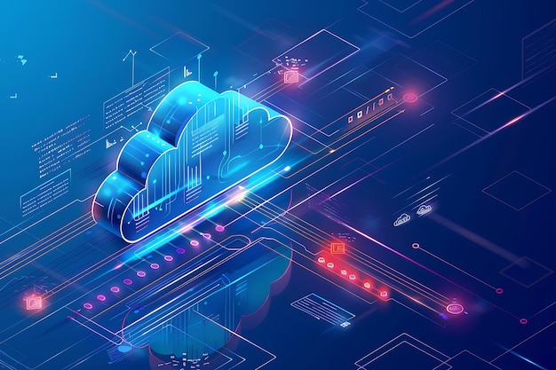 Cloud computing technologie concept 3D rendering getoneerd beeld dubbele belichting