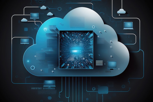 Cloud computing technologie concept achtergrond gecreëerd door generatieve AI