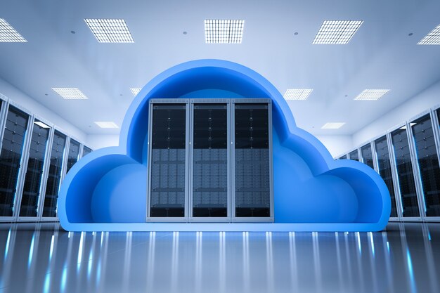 Cloud computing-technologie met 3D-renderingserver met cloud