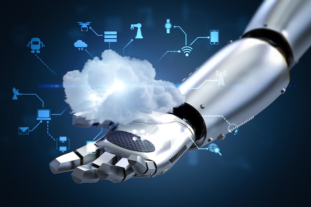 Cloud computing-technologie met robothand