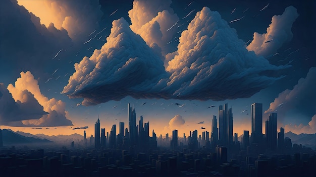 Cloud computing-technologie moderne concept digitale kunst achtergrond digitale afbeelding