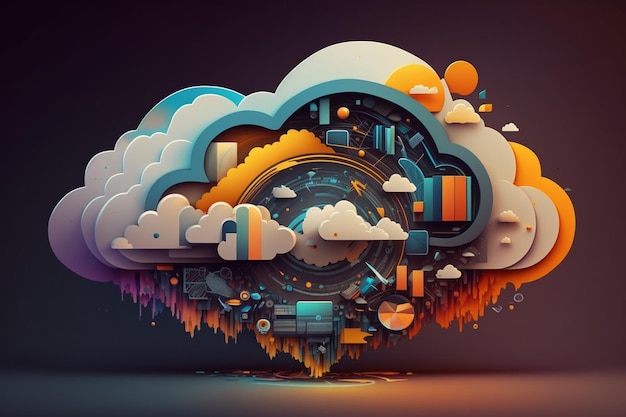 Cloud computing-technologieconcept Futuristisch, AI genereren