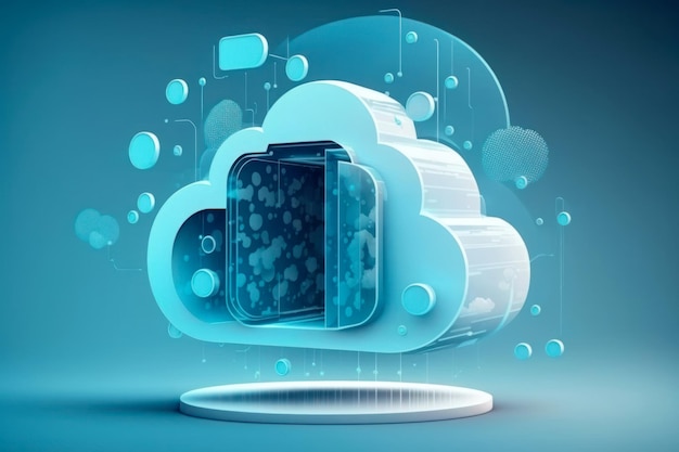 Cloud computing-technologieconcept Lichtblauwe kleur Futuristische illustratie Generatieve AI