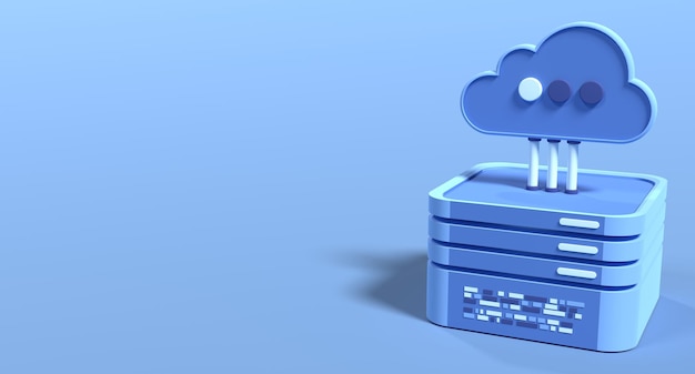 Photo cloud computing technology cloud data center with hosting server cloud service 3d rendering network and database cloud storage 3d render illustration