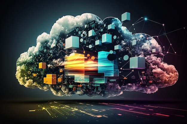 Cloud computing technology concept, digital background, AI Generate