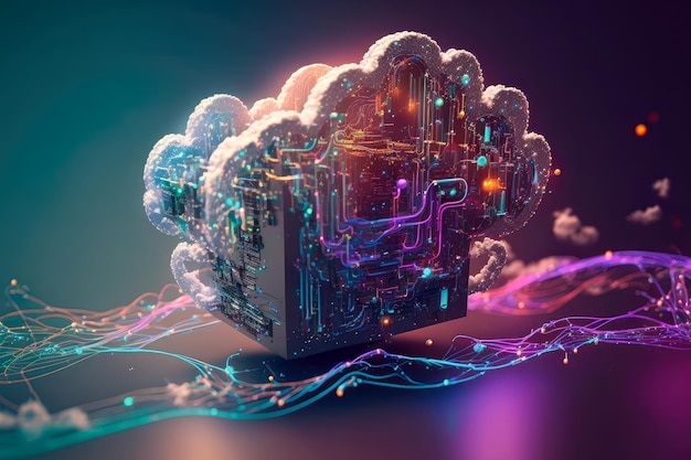 Concetto di tecnologia di cloud computing illustrazione futuristica