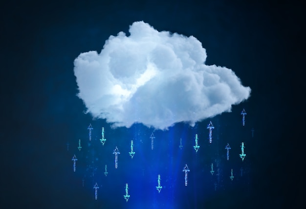 Photo cloud computing technology concept with 3d rendering cloud with digital connection