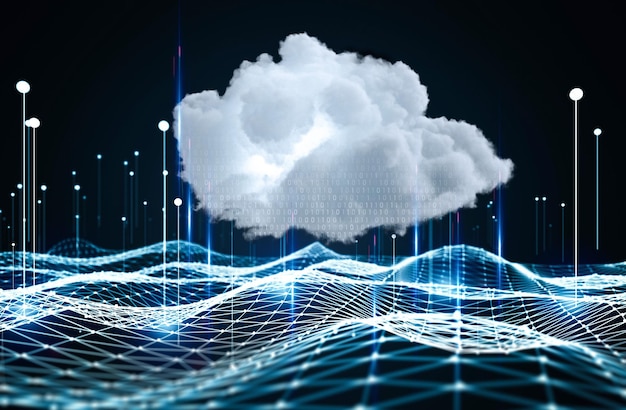 Концепция технологии облачных вычислений с облачным и цифровым соединением