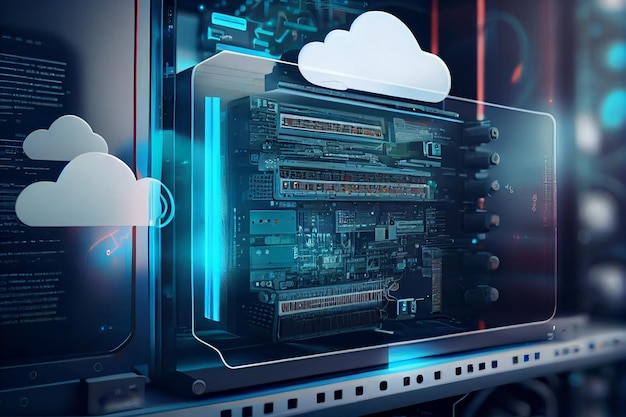 Foto concetto di tecnologia di cloud computing ai generativa