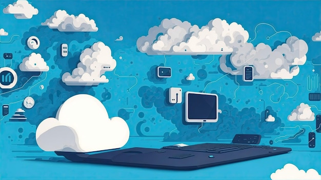 Cloud computing technology modern concept digital art background