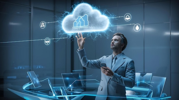 Концепция трансформации технологии облачных вычислений бизнесмен, касающийся виртуальных облачных вычетов для