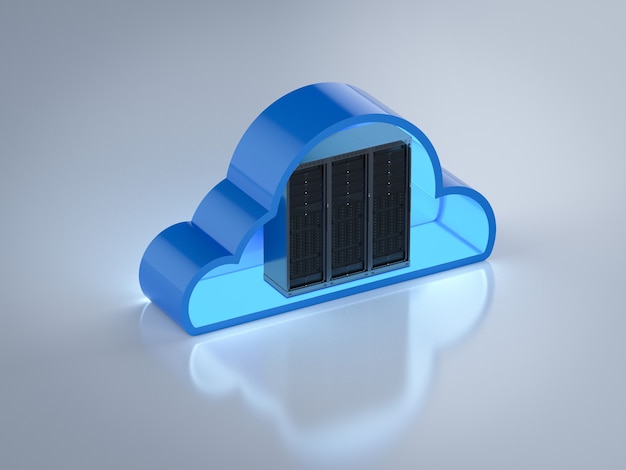 Tecnologia di cloud computing con server di rendering 3d con cloud