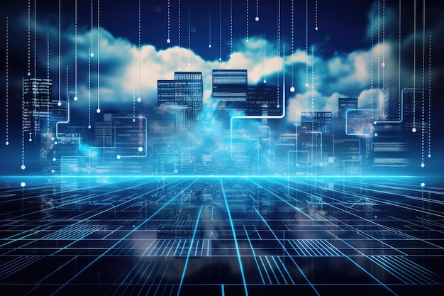 Cloud computing transfer big data on internet futuristic digital technology Generative AI
