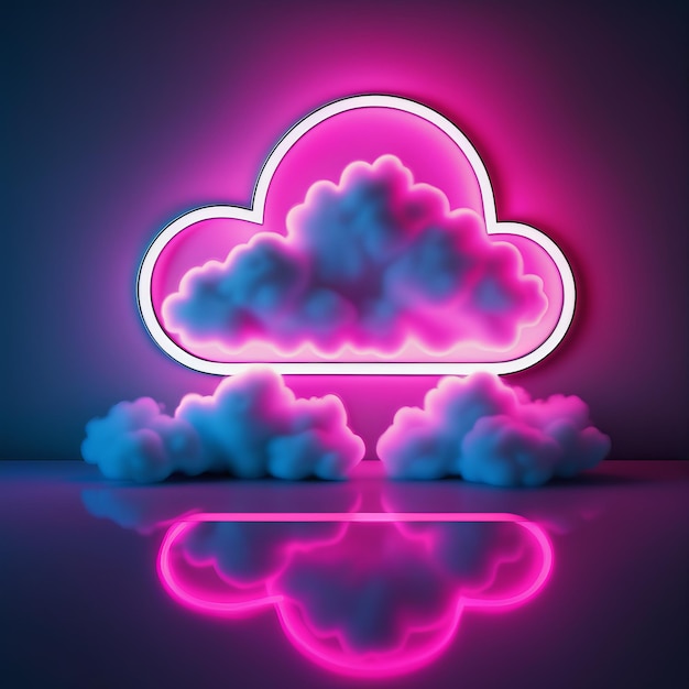 Foto cloud computing con luci al neon cloud computing with neon lights rendering 3d di nuvole con luce al neon