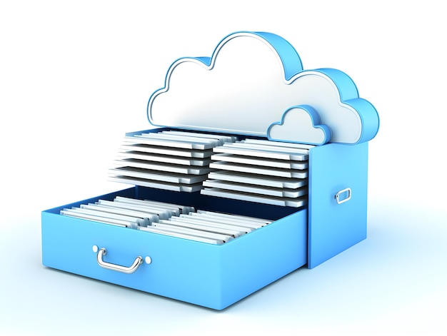 Photo cloud data storage database cloud computing concept and idea