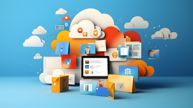 Cloud data storage database cloud computing concept and idea