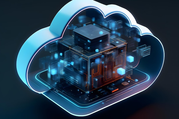 Cloud data storage database concept AI generated