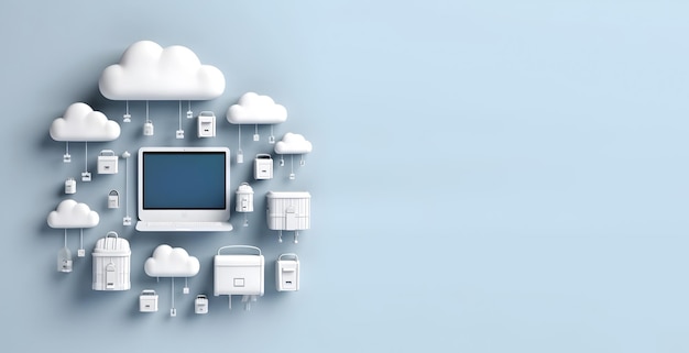 Cloud data storage database concept illustration AI generated
