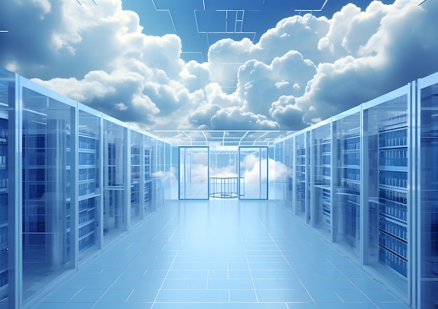 Cloud datacenter cloud server digitale cloud cybersecurity digitale gegevensnetwerkbescherming