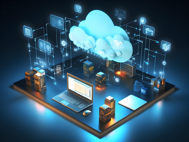 Cloud dataopslag database cloud computing concept en idee