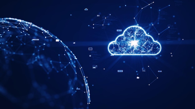 Cloud and edge computing technology concepts Interconnected polygons