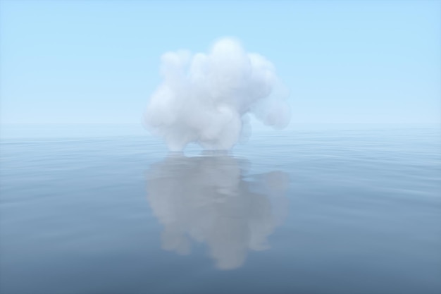 The cloud floating on the lakepeaceful scene3d rendering