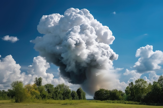 Cloud formation with carbon dioxide emissions in the background