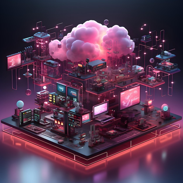 Cloud gegevensopslag database cloud computing concept en idee