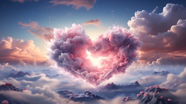 A cloud heart shaped in the sky Happy valentine39s day concept