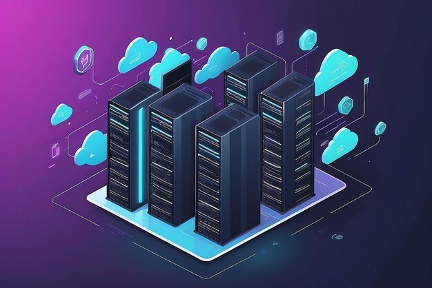 Foto illustrazione del concetto di cloud hosting