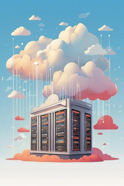 Foto illustrazione del concetto di cloud hosting