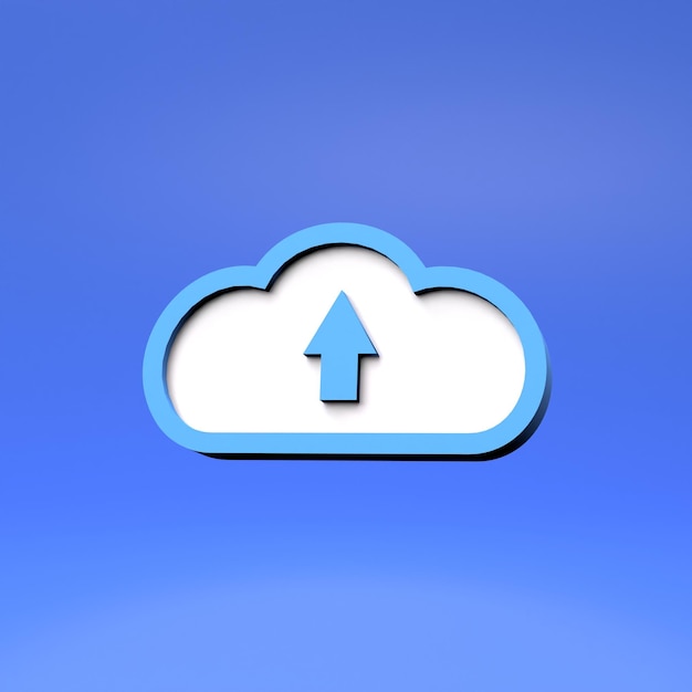 Photo cloud icon on a blue background 3d render illustration