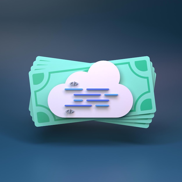 Cloud icon Cloud storage concept 3d render