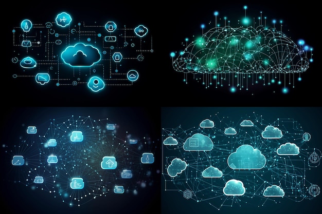 사진 사물 아이콘 및 기호의 클라우드 iot 인터넷