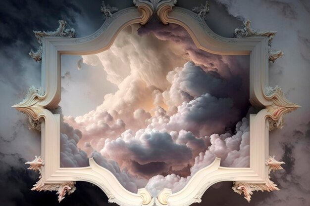 Foto paesaggio di nuvole di francis millet nello stile degli affreschi illusionistici del soffitto