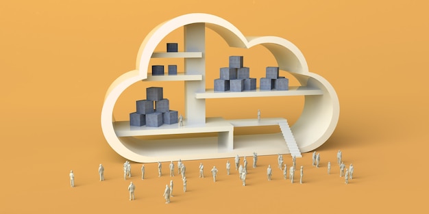 Cloud logistics concept. Copy space. 3D illustration.