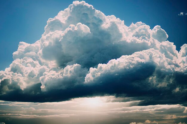 雲の自然の背景。青い空に美しい雲のパノラマ。